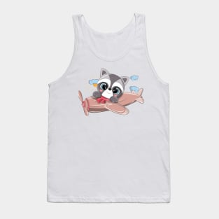 Raccoon at the helm of the plane Tank Top